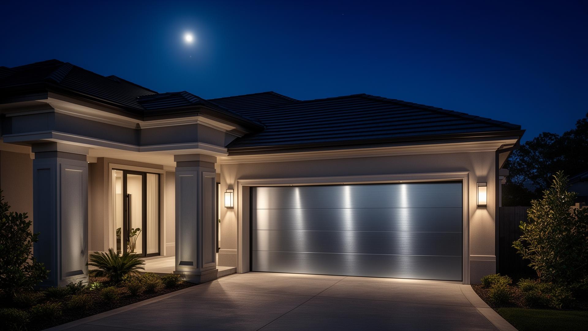 Modern garage door on luxury home